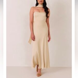 Park and fifth Brodie dress with scarf – champagne